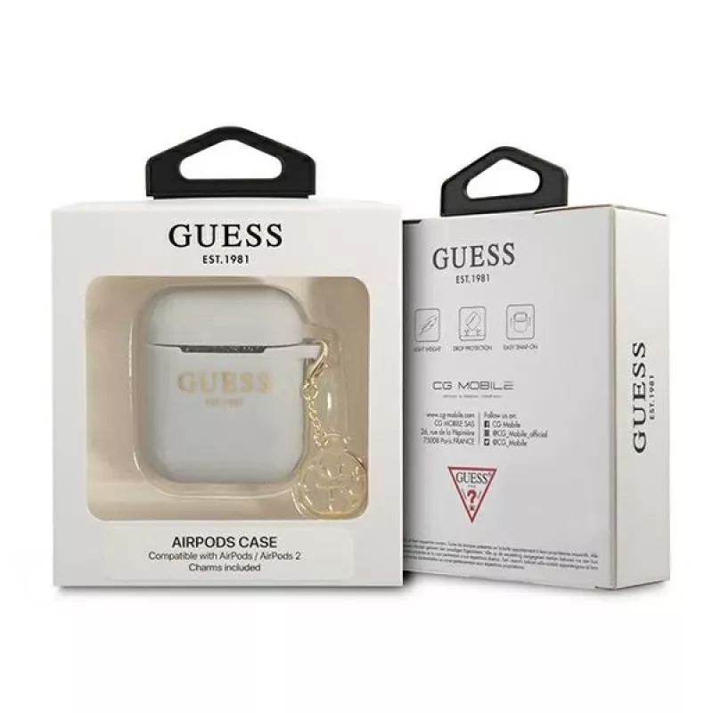Guess GUA2LSC4EG AirPods 1/2 -kotelo harmaa silikoni riipus 4G -mallisto