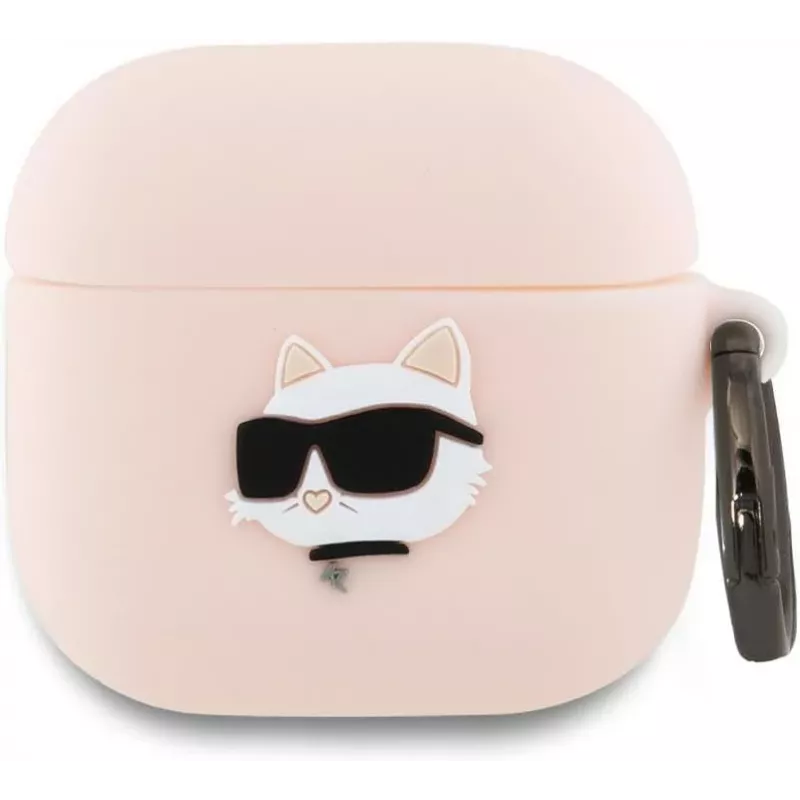 Karl Lagerfeld silikoni Choupette pää 3D -kotelo AirPods 4 - pinkki