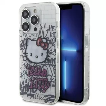 Hello Kitty HKHCP15LHDGPHT iPhone 15 Pro hardcase IML Kitty On Bricks Graffiti valkoinen