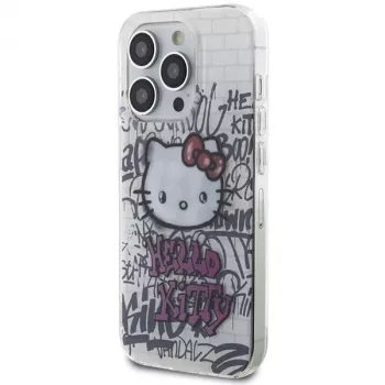Hello Kitty HKHCP15LHDGPHT iPhone 15 Pro hardcase IML Kitty On Bricks Graffiti valkoinen