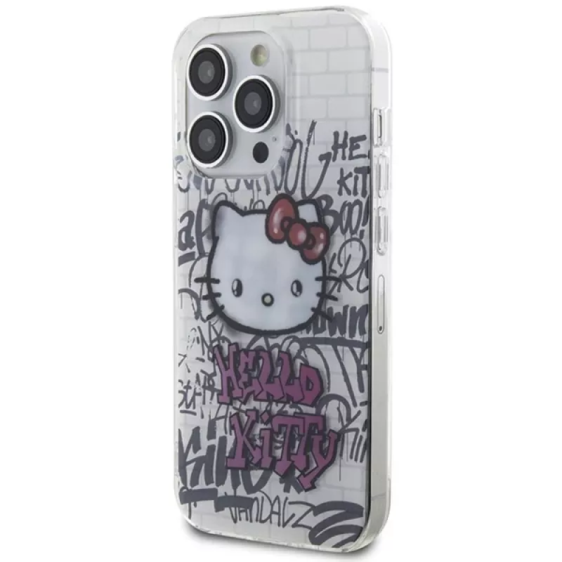 Hello Kitty HKHCP15LHDGPHT iPhone 15 Pro hardcase IML Kitty On Bricks Graffiti valkoinen