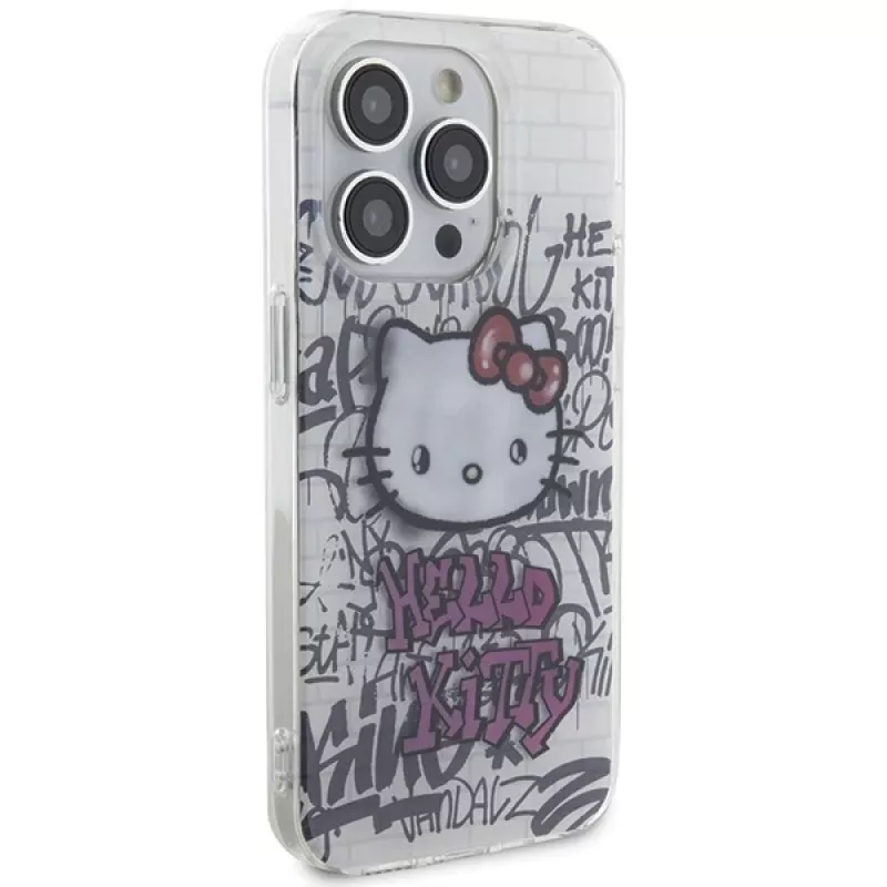 Hello Kitty HKHCP15LHDGPHT iPhone 15 Pro hardcase IML Kitty On Bricks Graffiti valkoinen