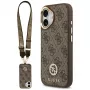 GUESS 4G Strass Logo & Big Strap Metal Buttons MagSafe-kotelo iPhone 17 - ruskea