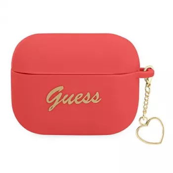 GUESS AirPods Pro -kotelo punainen silikoni Charm Heart Collection