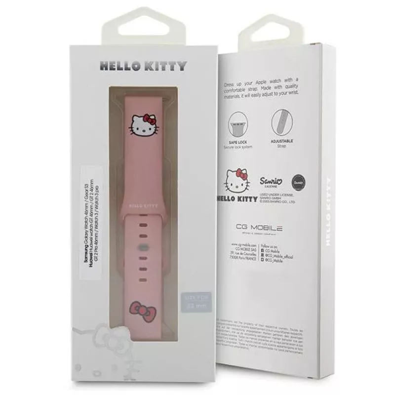 Hello Kitty yleinen silikoniranneke 22 mm pinkki Kitty-pää-kuvio