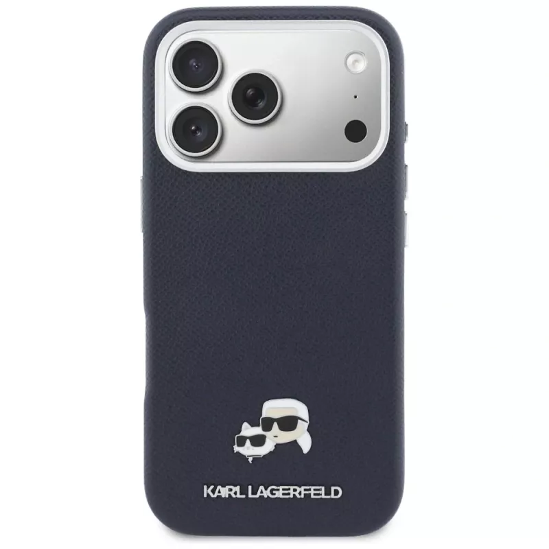 Karl Lagerfeld Karl & Choupette Head Pins Saffiano MagSafe-kotelo iPhone 17 Pro - sininen