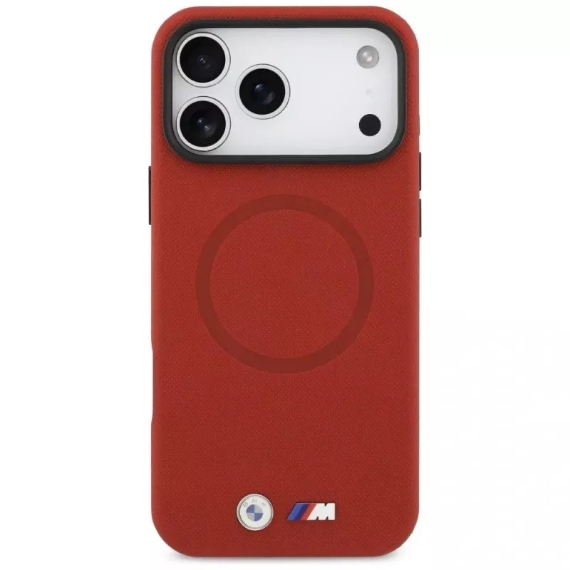 BMW M FW Metal Logo MagSafe -kotelo iPhone 17 Pro Maxille, punainen