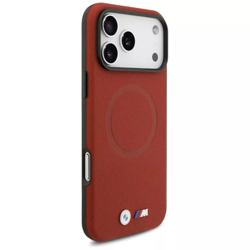 BMW M FW Metal Logo MagSafe -kotelo iPhone 17 Pro Maxille, punainen