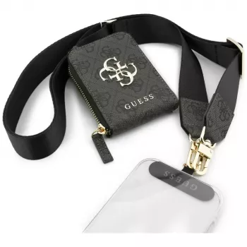GUESS 4G Metal Logo yleinen crossbody-puhelinhihna pieni käsilaukku musta