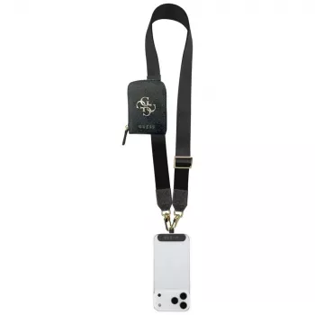 GUESS 4G Metal Logo yleinen crossbody-puhelinhihna pieni käsilaukku musta
