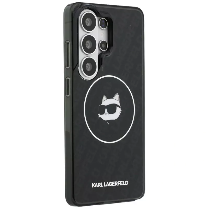 Karl Lagerfeld IML Repeated Choupette MagSafe -kotelo Samsung Galaxy S26 Ultralle, musta