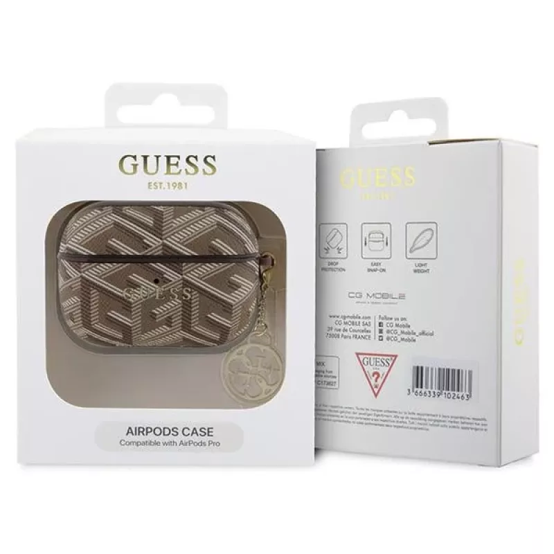 GUESS GUE003033 GCube Charm AirPods Pro kotelo ruskea