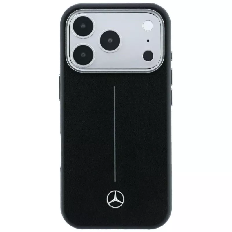 Mercedes nahka Semi Wrap Iconic Line MagSafe -kotelo iPhone 18 Pro Max / 17 Pro Max - musta
