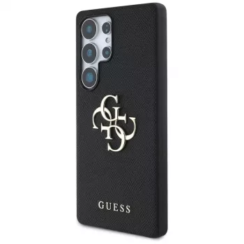 GUESS Grained Big 4G Logo Small Classic Logo kotelo Samsung Galaxy S25 Ultralle - musta