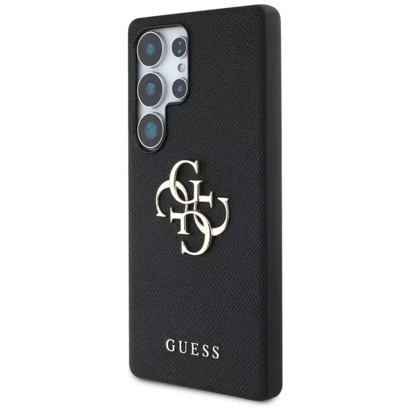 GUESS Grained Big 4G Logo Small Classic Logo kotelo Samsung Galaxy S25 Ultralle - musta