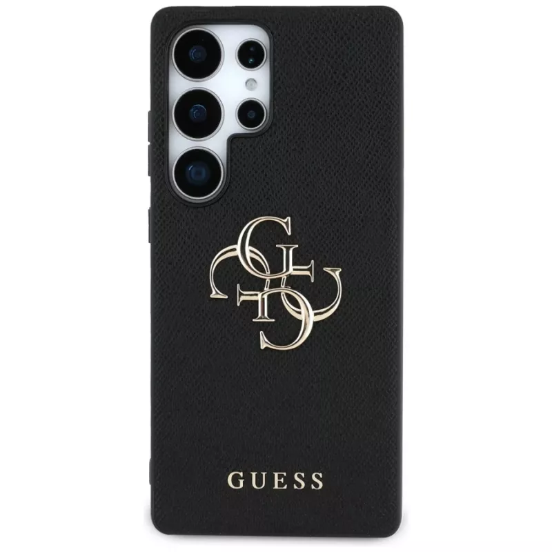 GUESS Grained Big 4G Logo Small Classic Logo kotelo Samsung Galaxy S25 Ultralle - musta