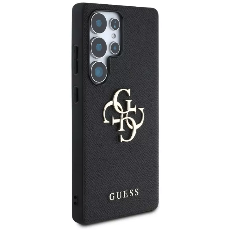 GUESS Grained Big 4G Logo Small Classic Logo kotelo Samsung Galaxy S25 Ultralle - musta