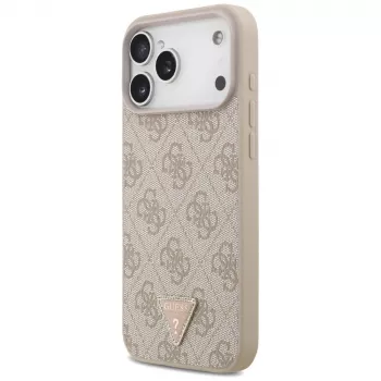 GUESS nahkainen 4G Triangle Strass MagSafe -kuori iPhone 18 Pro Max / 17 Pro Max - pinkki