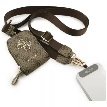 Guess 4G Metal Logo universaali crossbody-puhelinhihna pieni kukkaro - ruskea