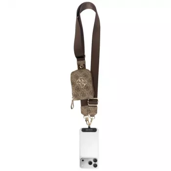 Guess 4G Metal Logo universaali crossbody-puhelinhihna pieni kukkaro - ruskea