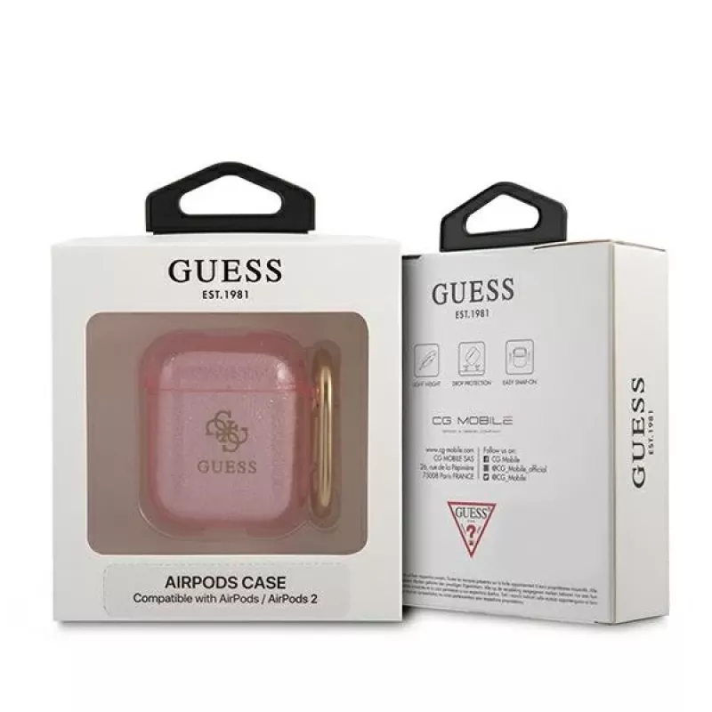 GUESS Glitter Collection suojakuori Apple AirPods 1/2 - pinkki