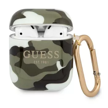 GUESS Camo Collection AirPods 1/2 -kuori vihreä/khaki