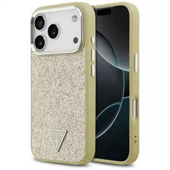 GUESS Glitter Triangle Logo MagSafe -kuori iPhone 17 Pro - kulta