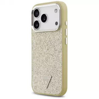GUESS Glitter Triangle Logo MagSafe -kuori iPhone 17 Pro - kulta