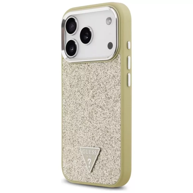 GUESS Glitter Triangle Logo MagSafe -kuori iPhone 17 Pro - kulta