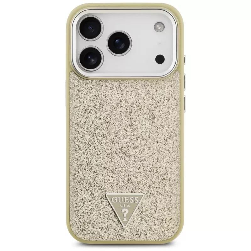 GUESS Glitter Triangle Logo MagSafe -kuori iPhone 17 Pro - kulta