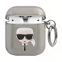 Karl Lagerfeld KLA2UKHGK AirPods 1/2 -kuori musta glitter Karlin pää
