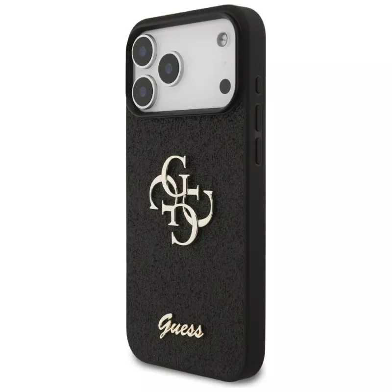 GUESS Fixed Glitter Big 4G -kuori iPhone 18 Pro Max / 17 Pro Max - musta
