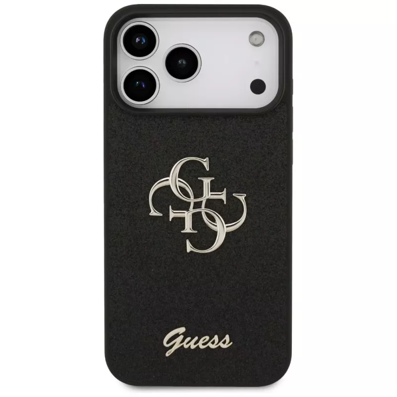 GUESS Fixed Glitter Big 4G -kuori iPhone 18 Pro Max / 17 Pro Max - musta
