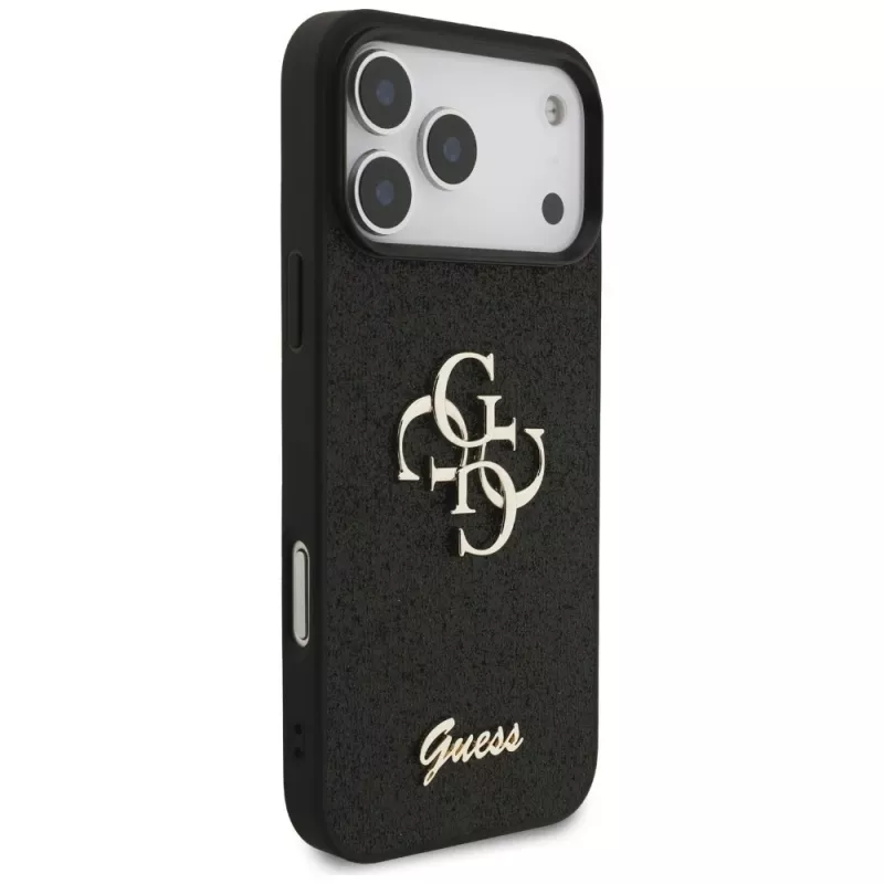 GUESS Fixed Glitter Big 4G -kuori iPhone 18 Pro Max / 17 Pro Max - musta