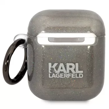 Karl Lagerfeld KLA2HNKCTGK AirPods 1/2 -kuori musta glitter Karl & Choupette
