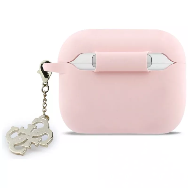 GUESS Silikoninen 4G Charm -kotelo AirPods Pro 3 -kuulokkeille, pinkki