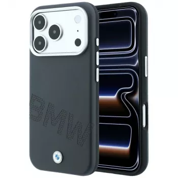 BMW Sign Inclined Deboss Letters MagSafe -kuori iPhone 18 Pro / 17 Pro - harmaa
