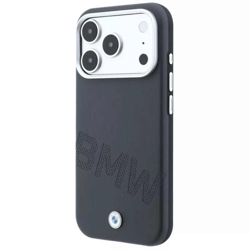 BMW Sign Inclined Deboss Letters MagSafe -kuori iPhone 18 Pro / 17 Pro - harmaa