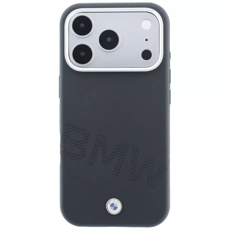 BMW Sign Inclined Deboss Letters MagSafe -kuori iPhone 18 Pro / 17 Pro - harmaa