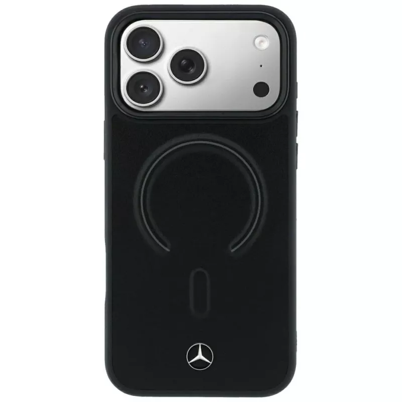 Mercedes-Benz aito nahka MagSafe -kuori iPhone 18 Pro / 17 Pro, musta