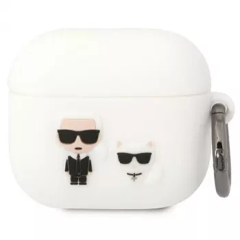 Karl Lagerfeld KLACA3SILKCW AirPods 3 -kuori valkoinen silikoni Karl & Choupette