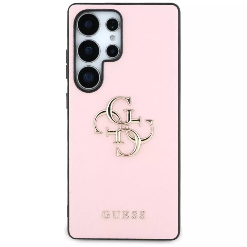 GUESS Grained Big 4G Logo Small Classic Logo kotelo Samsung Galaxy S25 Ultra - pinkki