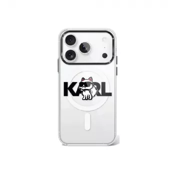 Karl Lagerfeld IML Choupette Sketch Logo MagSafe-kotelo iPhone 17 Pro - läpinäkyvä