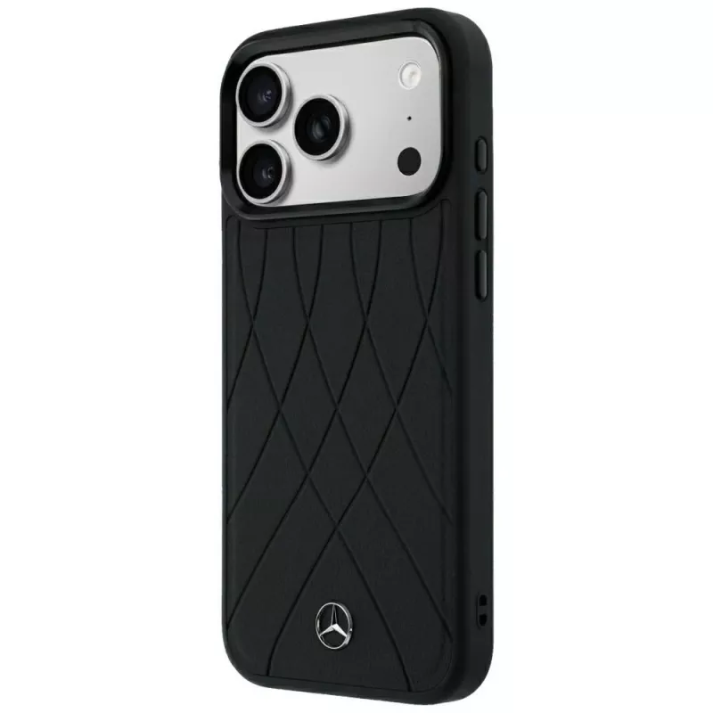 Mercedes nahka Crossed Lines MagSafe-kotelo iPhone 18 Pro Max / 17 Pro Max - musta