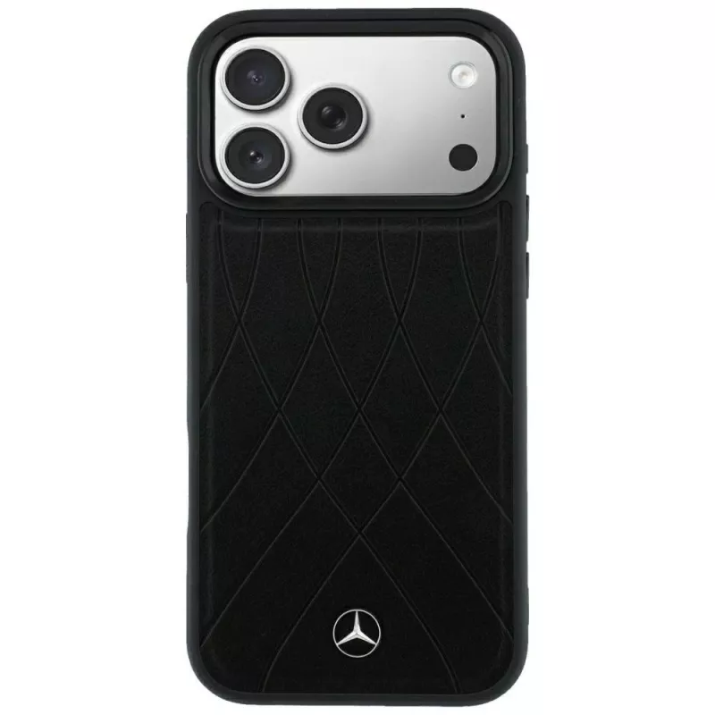 Mercedes nahka Crossed Lines MagSafe-kotelo iPhone 18 Pro Max / 17 Pro Max - musta