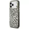GUESS IML Leopard Glitter Triangle Logo MagSafe-kotelo iPhone 18 Pro Max / 17 Pro Max - musta