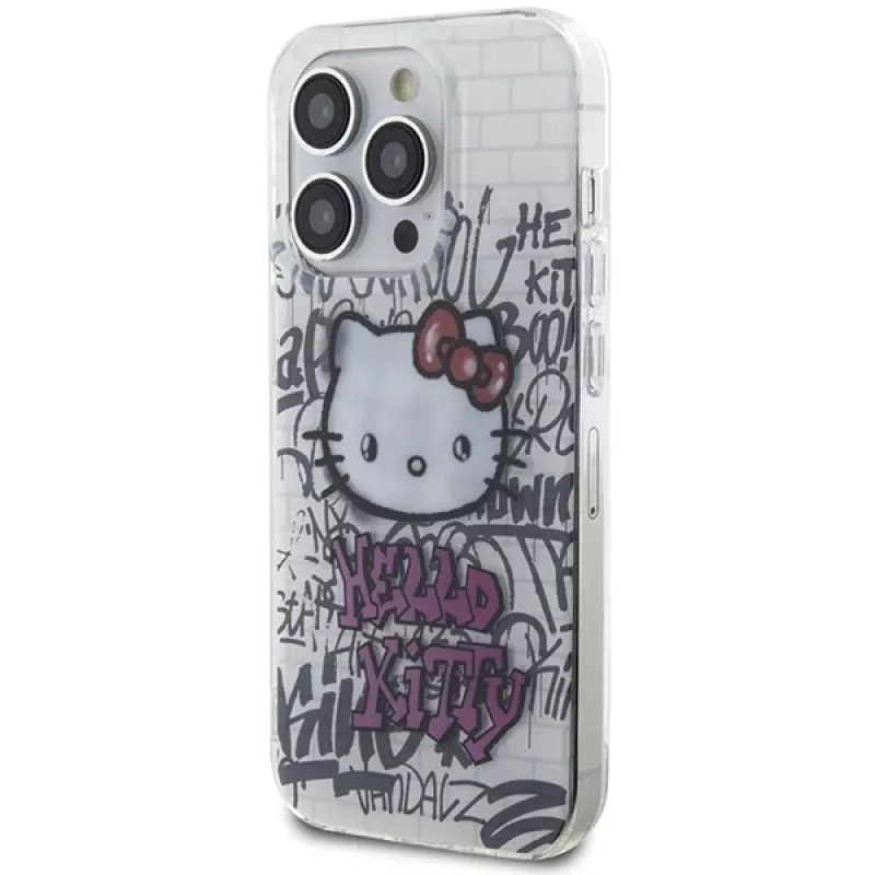 Hello Kitty HKHCP15XHDGPHT iPhone 15 Pro Max 6,7 tuuman valkoinen hardcase IML Kitty On Bricks Graffiti