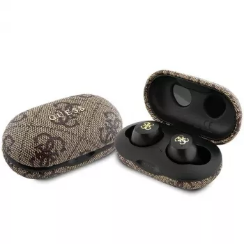 Guess GUTWSP4EGW True Wireless nappikuulokkeet latauskotelolla, Bluetooth 5.3, ENC, ruskea 4G Metal