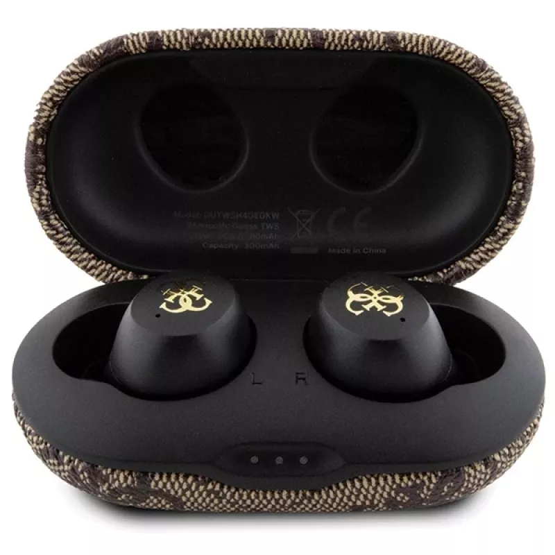 Guess GUTWSP4EGW True Wireless nappikuulokkeet latauskotelolla, Bluetooth 5.3, ENC, ruskea 4G Metal