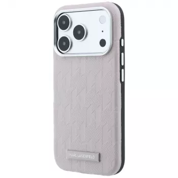 Karl Lagerfeld Grained Mono Resin Logo MagSafe-kotelo iPhone 18 Pro Max / 17 Pro Max - pinkki